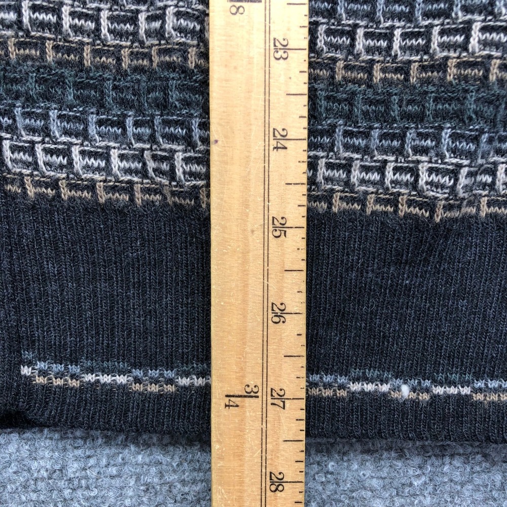 Florence Tricot Mens Cardigan Sweater Medium Black Grey Wool Blend Made in Italy - Picture 4 of 7